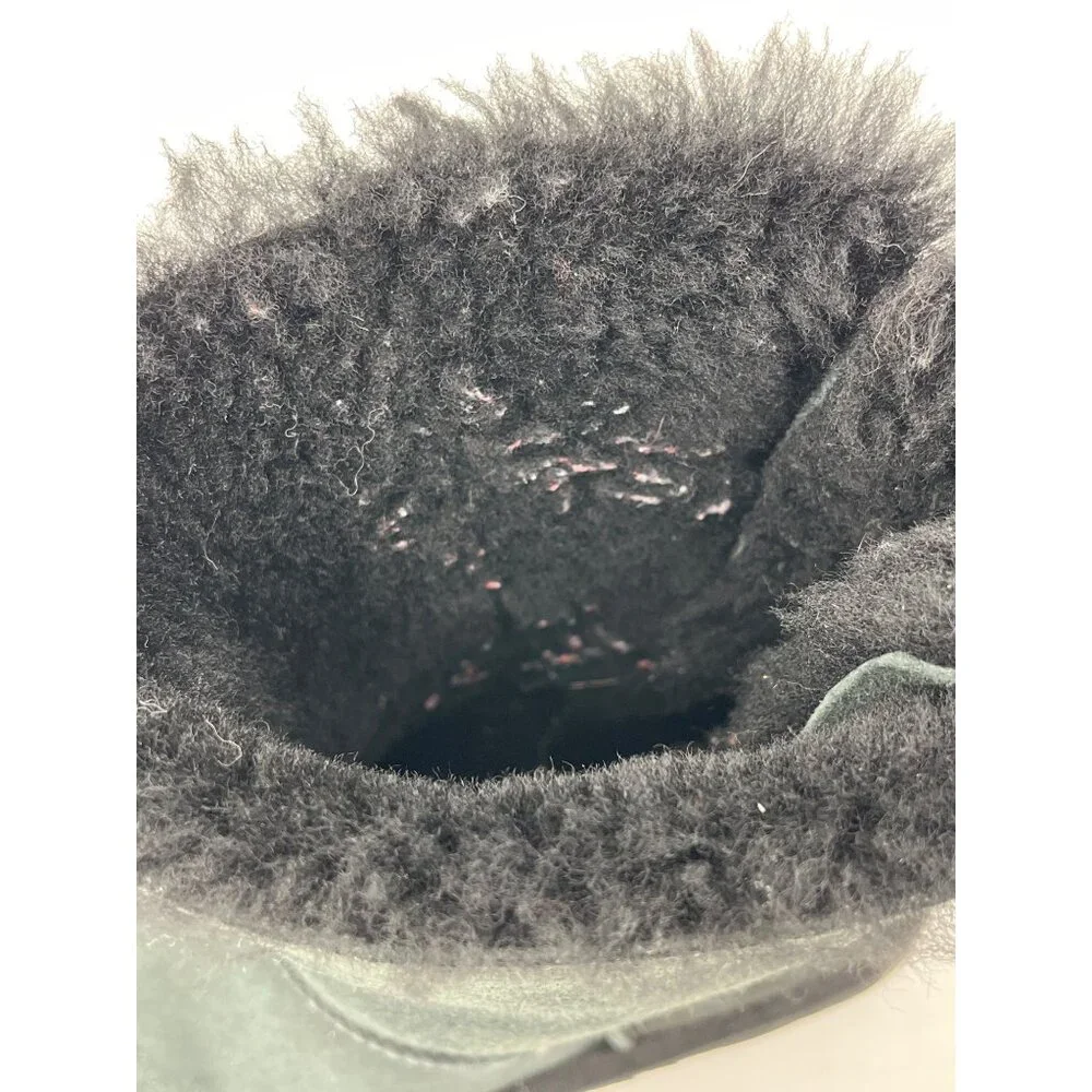 Ugg Australia Black Suede Winter Boots Shearling Lining Bailey Bow‎ Accents